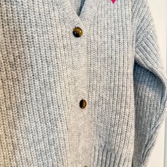 U.S. Polo Assn. Shaker Cardigan Sweater heathered gray Size L - Picture 2 of 7